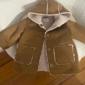 Zara Kids Tan Hooded Puffer Coat